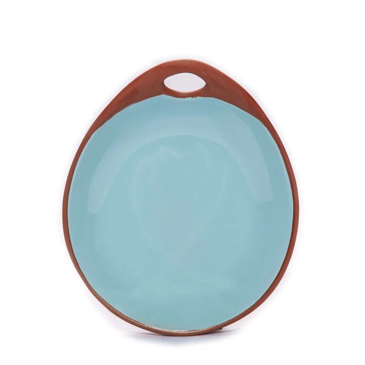 Makis Terracotta & Blue Glazed Ceramic Meze Medium Dish