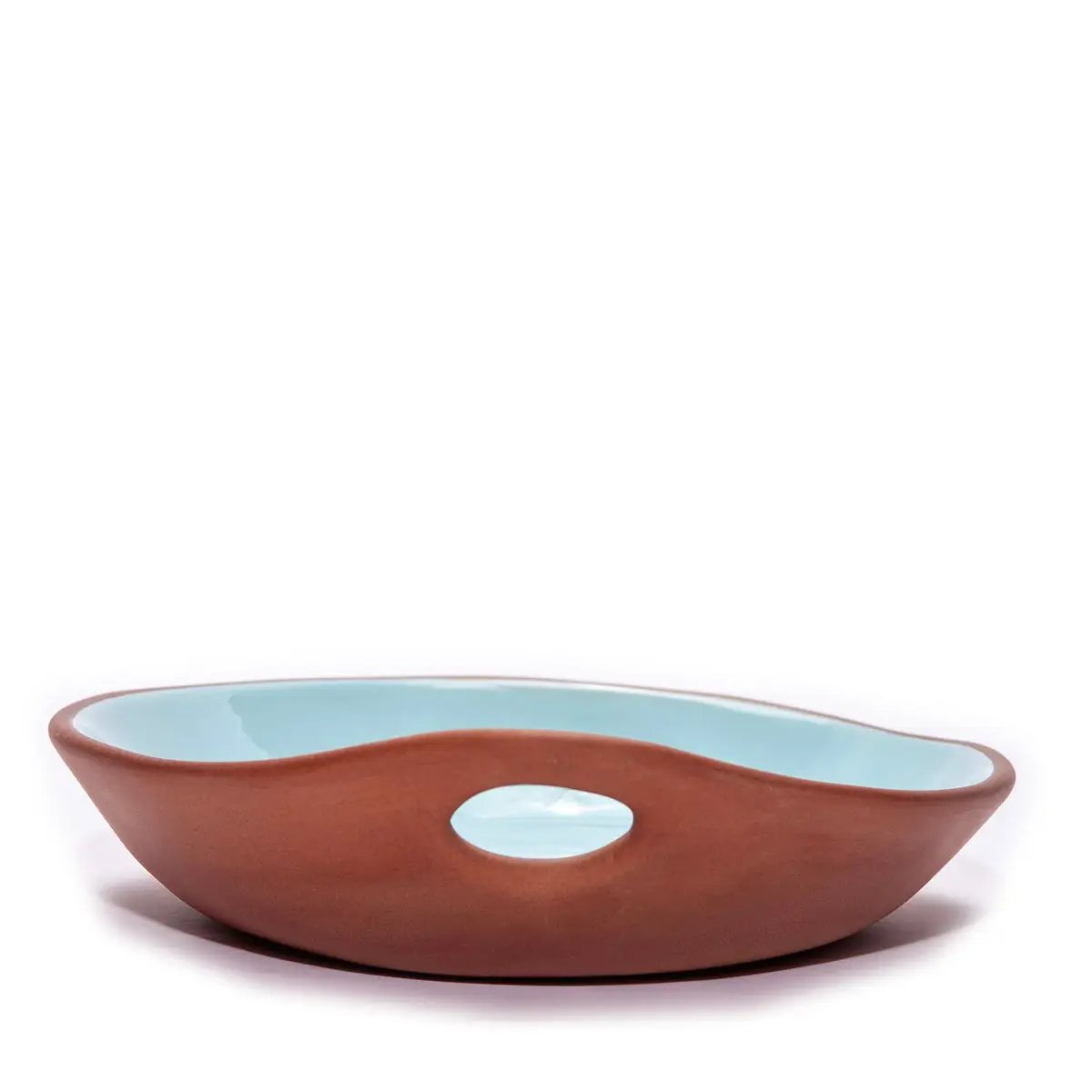 Makis Terracotta & Blue Glazed Ceramic Meze Medium Dish