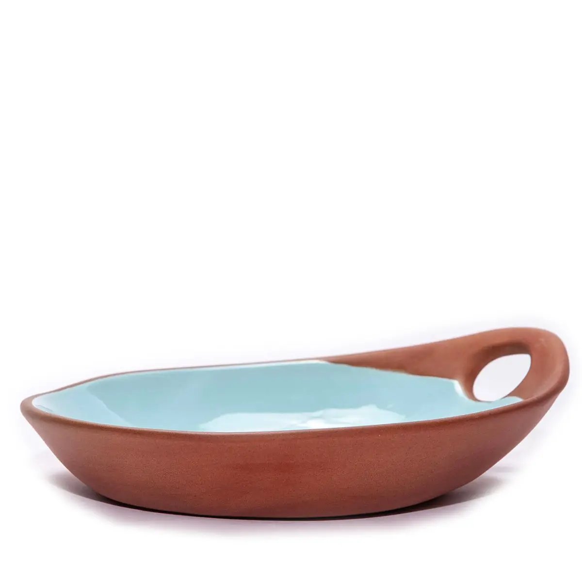 Makis Terracotta & Blue Glazed Ceramic Meze Medium Dish
