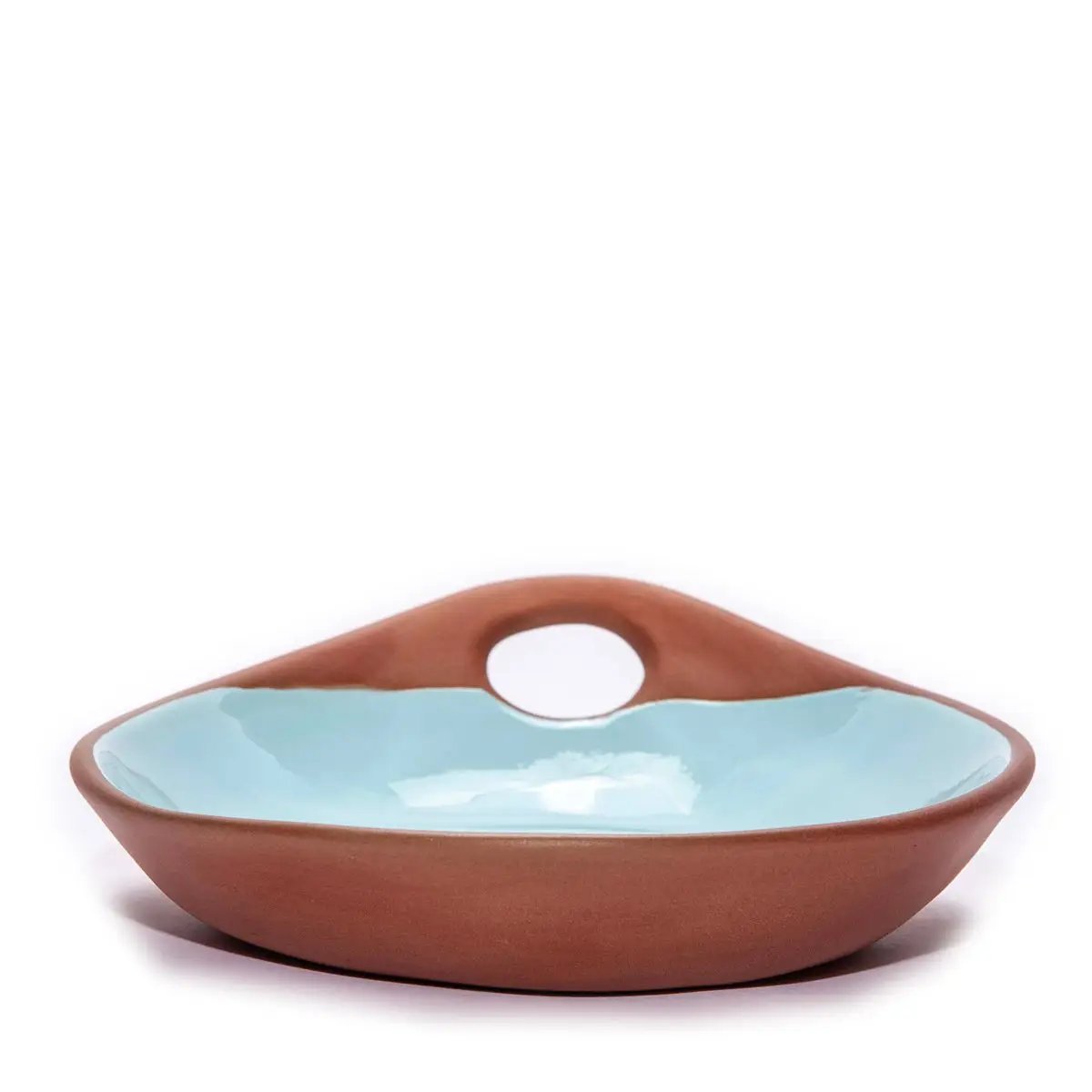 Makis Terracotta & Blue Glazed Ceramic Meze Medium Dish
