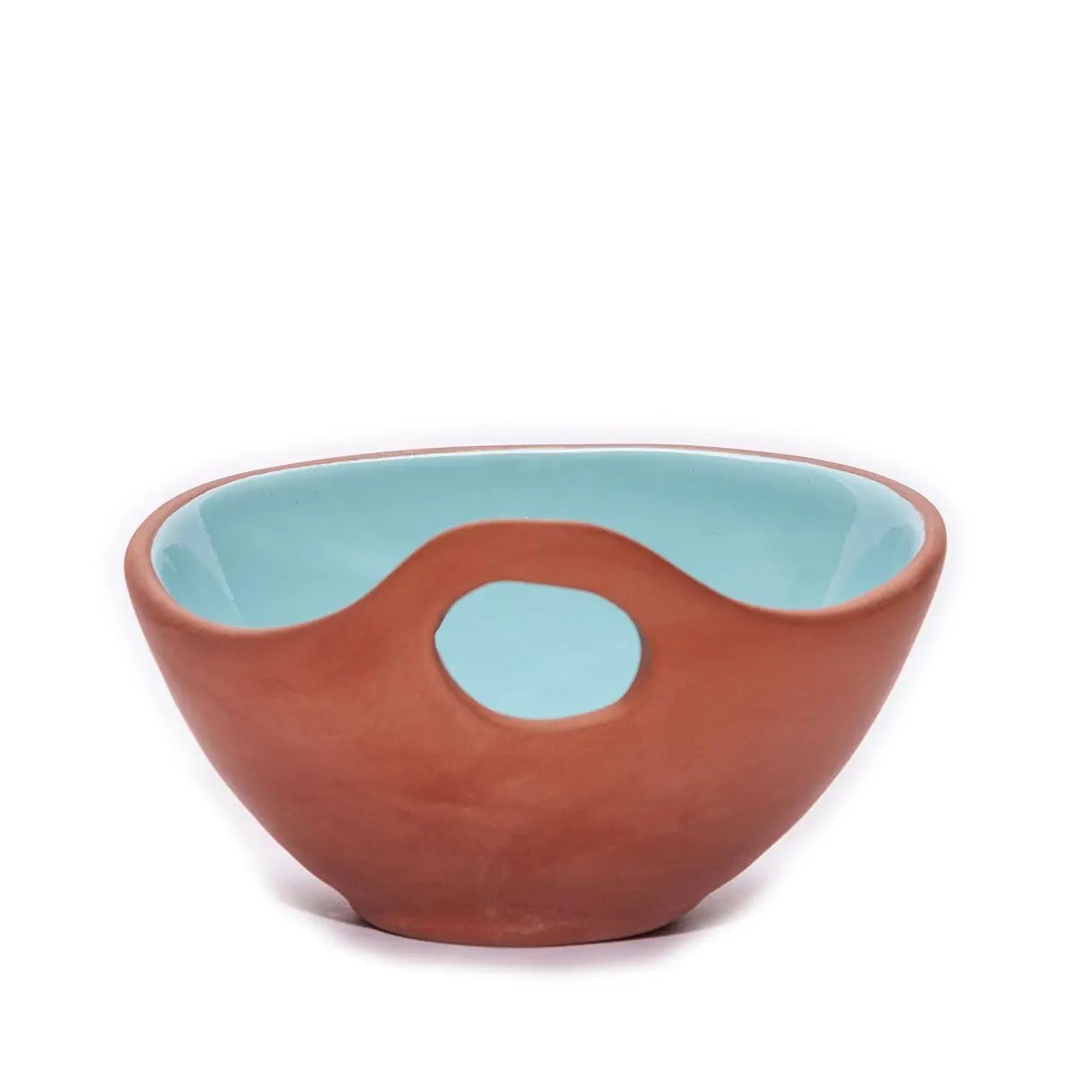 Makis Terracotta & Blue Glazed Ceramic Meze Bowl