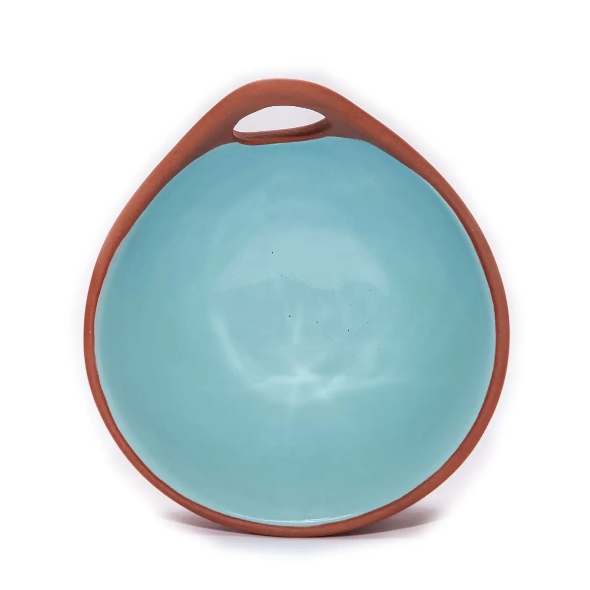 Makis Terracotta & Blue Glazed Ceramic Meze Bowl