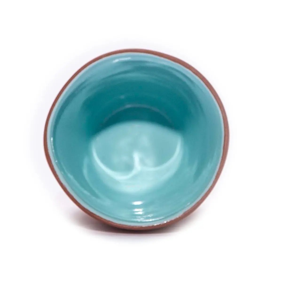 terracotta, terracotta cup, terracotta wine cup, terracotta water cup, terracotta and blue cup, Mediterranean cup