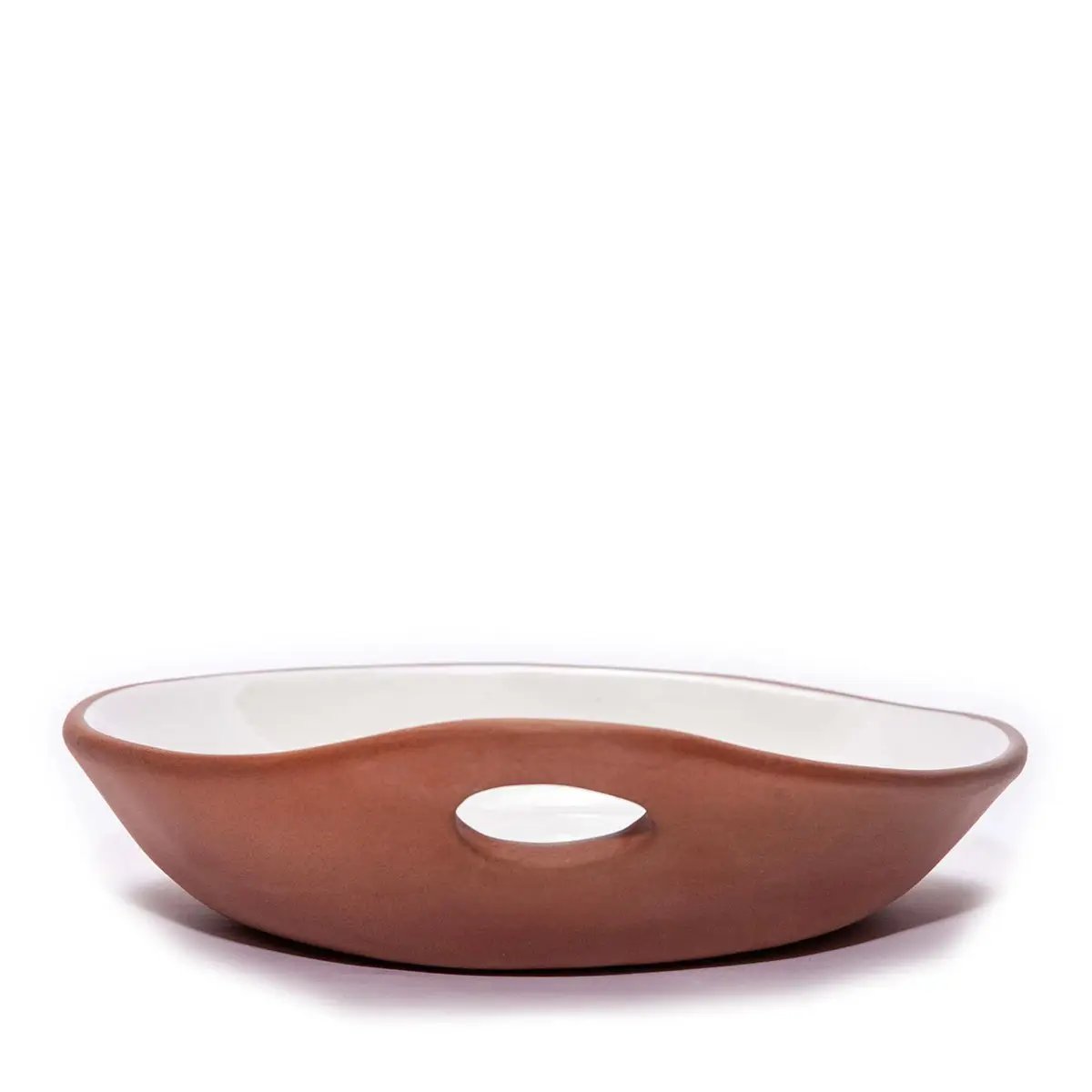 Makis Terracotta & White Glazed Ceramic Meze Medium Dish