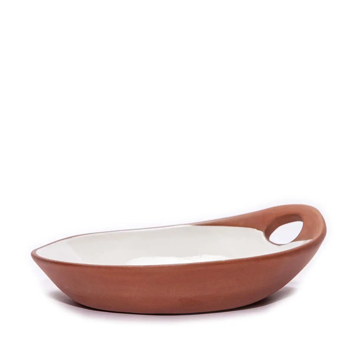 Makis Terracotta & White Glazed Ceramic Meze Medium Dish
