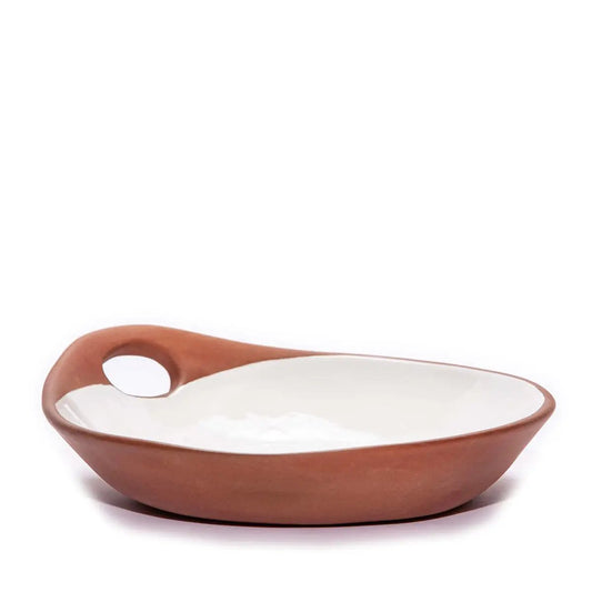 Makis Terracotta & White Glazed Ceramic Meze Medium Dish