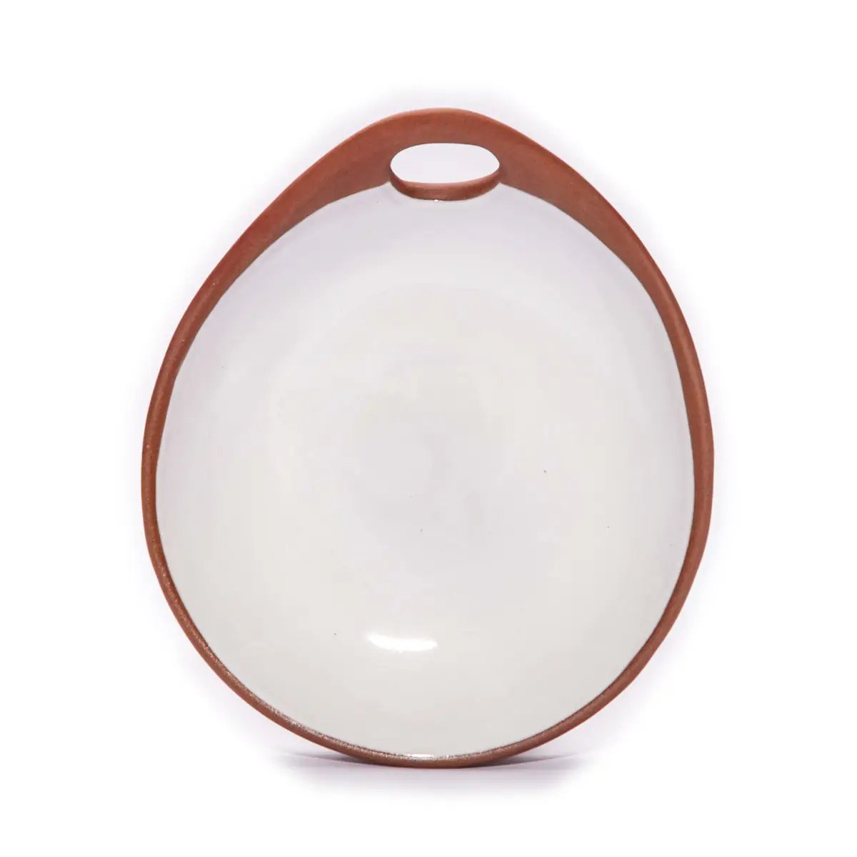 Makis Terracotta & White Glazed Ceramic Meze Medium Dish