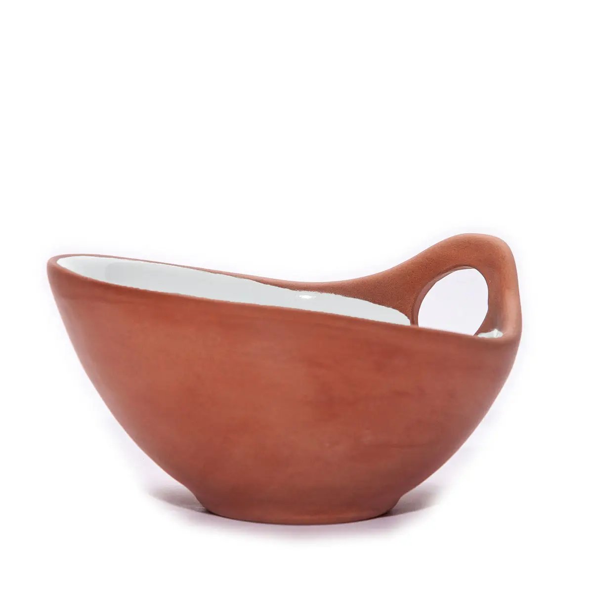 terracotta and white meze bowl, tapas dish, tapas bowl, terracotta bowl