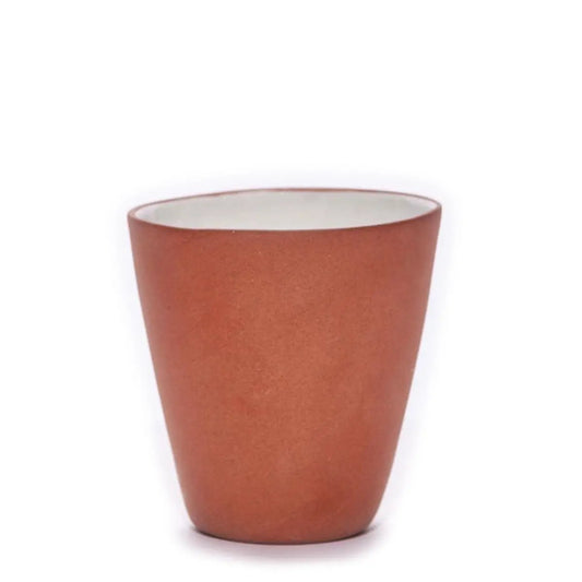 terracotta, terracotta cup, terracotta wine cup, terracotta water cup, terracotta and white cup, Mediterranean cup
