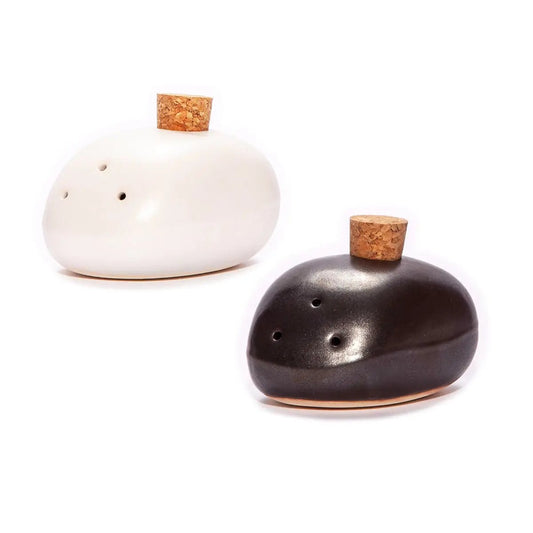 ceramic salt and pepper set, black and white salt and pepper set, Greek salt and pepper set, Mediterranean alt and pepper set