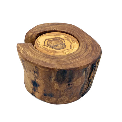 Olive Wood Handmade Rustic Large Coasters Set