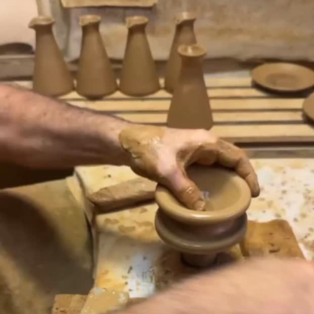 Terracotta White Sandy Long Spout Olive Oil & Dressing Pourer