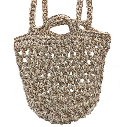 Olympia Beige & Cream Fishnet Shopping Bag