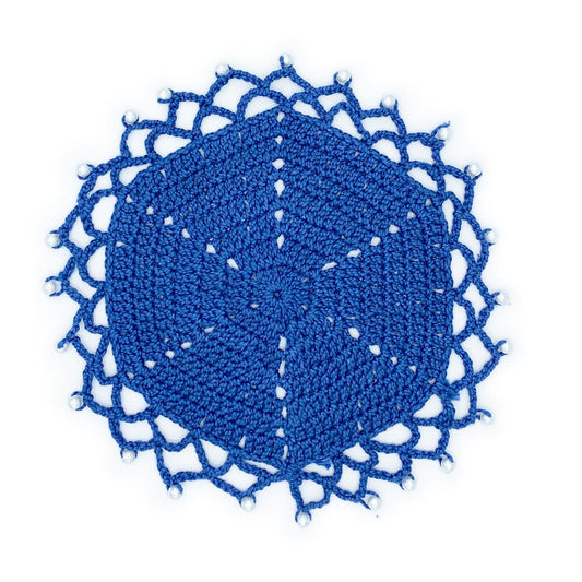 Blue Hexagon Cotton Crocheted Jug Cover