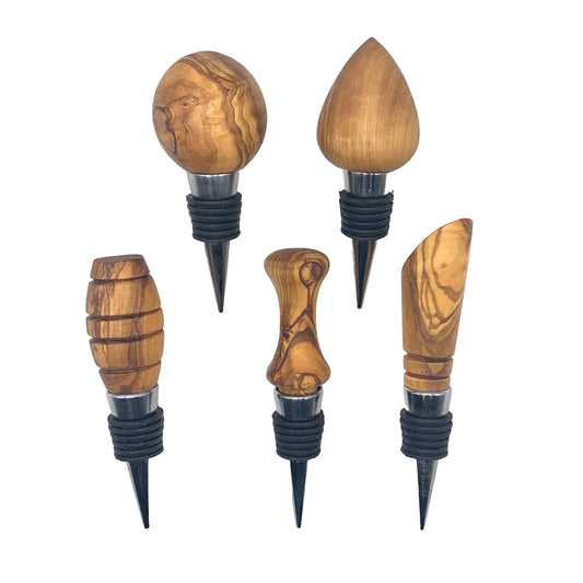 Collection of olive wood bottle stoppers