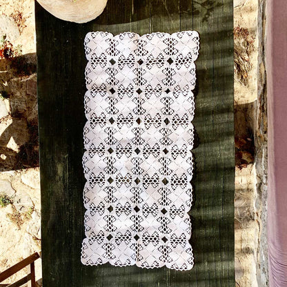 White Hand Crochet Rectangle Table Mat