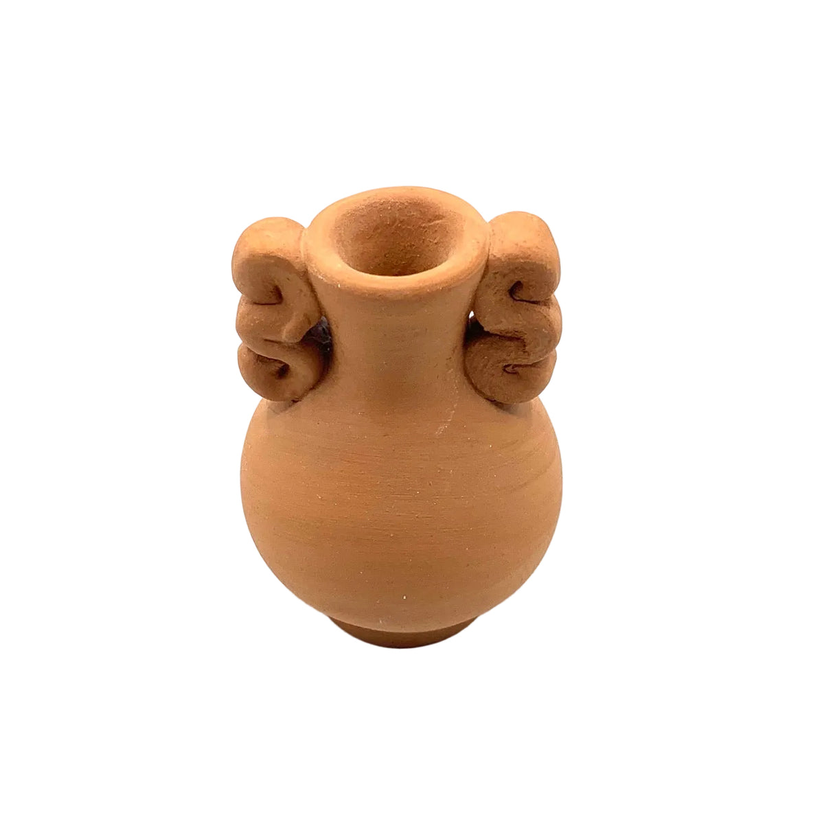 Mini Terracotta Amphora Single Stem Dried Flower Vase - Double Wave Handles