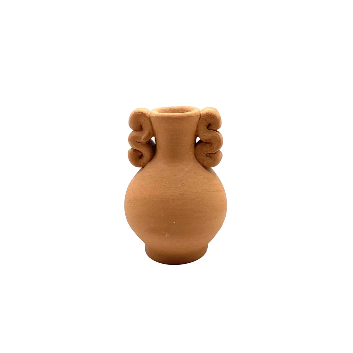 Mini Terracotta Amphora Single Stem Dried Flower Vase - Double Wave Handles