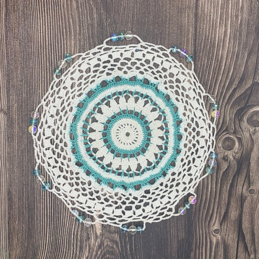 Evergreen & White Cotton Crocheted Jug & Plate Cover