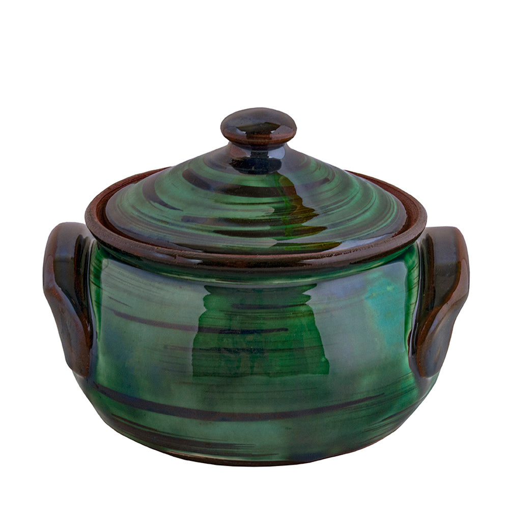 Terracotta & Green Glaze Cooking Pot