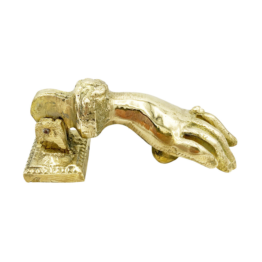Antique Brass Hand Door Knocker With Ring