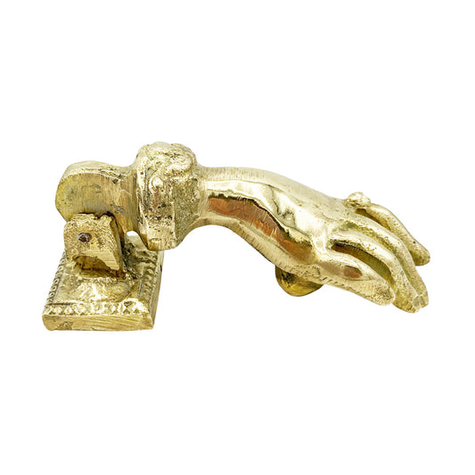 Antique Brass Hand Door Knocker With Ring