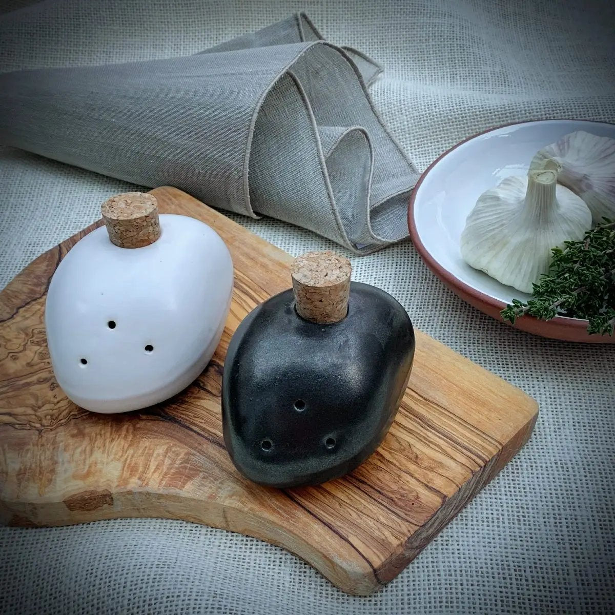 Handmade Ceramic Pebble Salt & Pepper Set