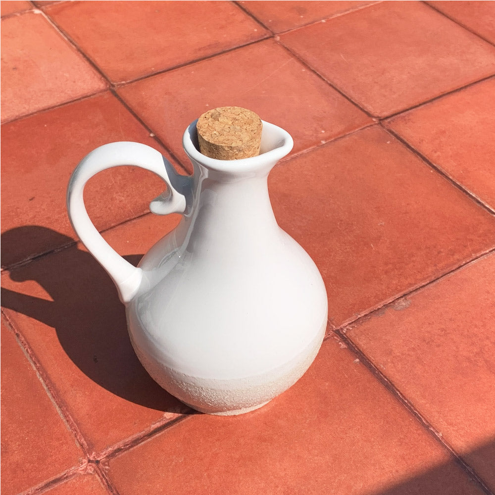 Terracotta White Sandy Handmade Olive Oil & Dressing Pourer