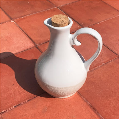 Terracotta White Sandy Handmade Olive Oil & Dressing Pourer