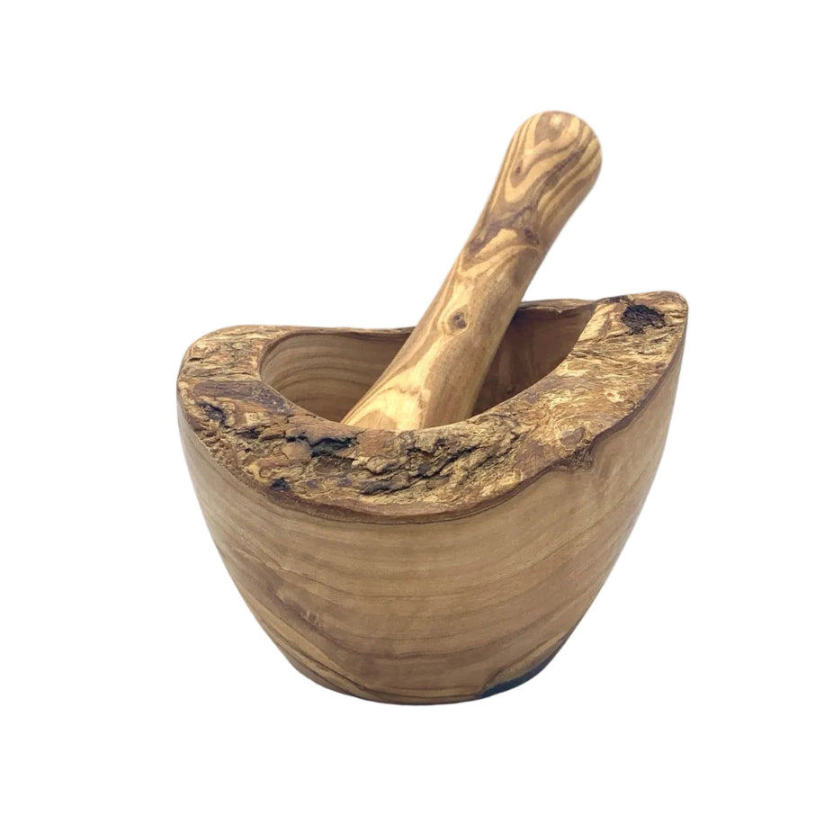 Handmade Olive Wood Natural Edge Pestle & Mortar