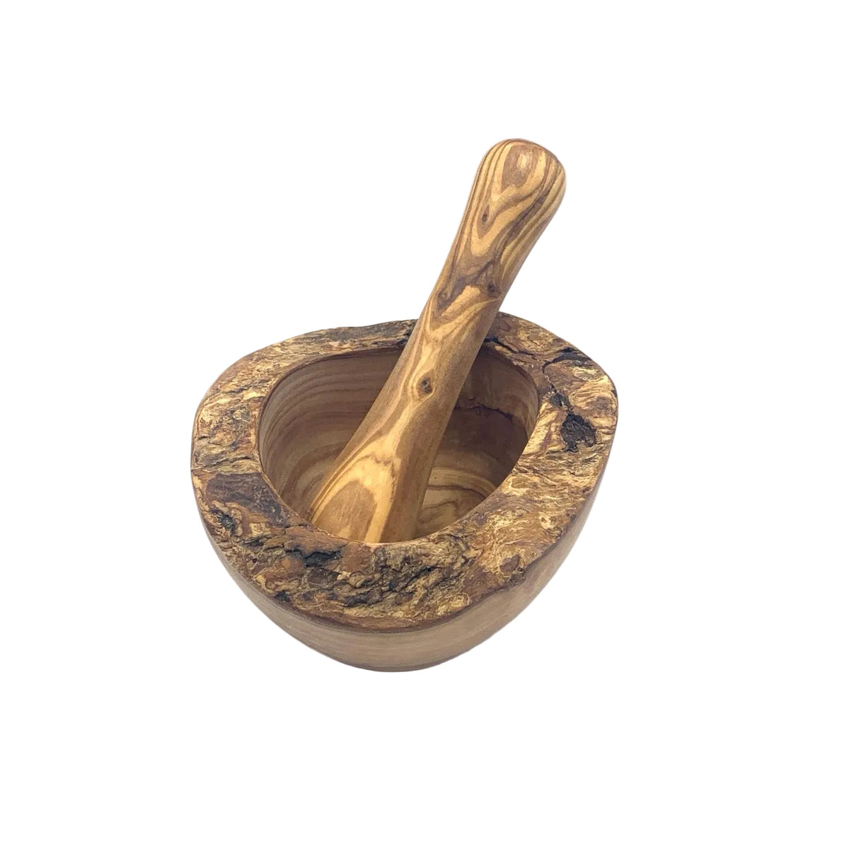 Handmade Olive Wood Natural Edge Pestle & Mortar – Mediterranean Kitchenware