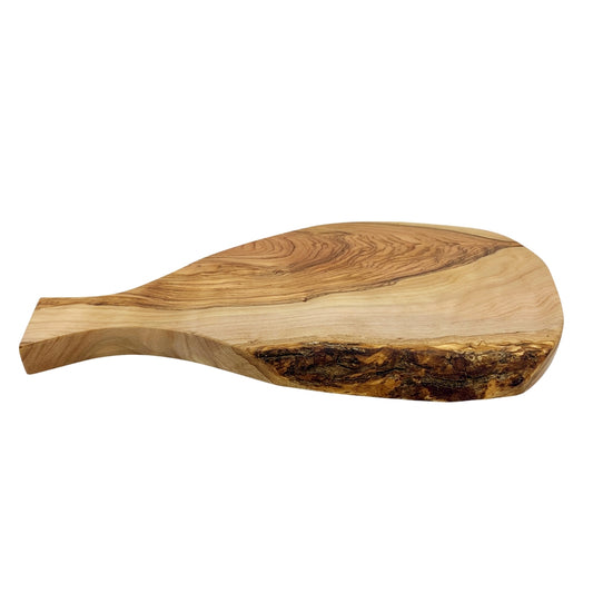 Olive Wood Irregular Chopping & Serving Board With Paddle Handle 