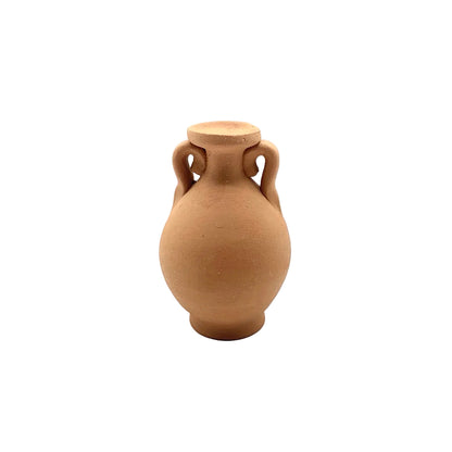 Mini Terracotta Amphora Single Stem Dried Flower Vase - Double Low Handles