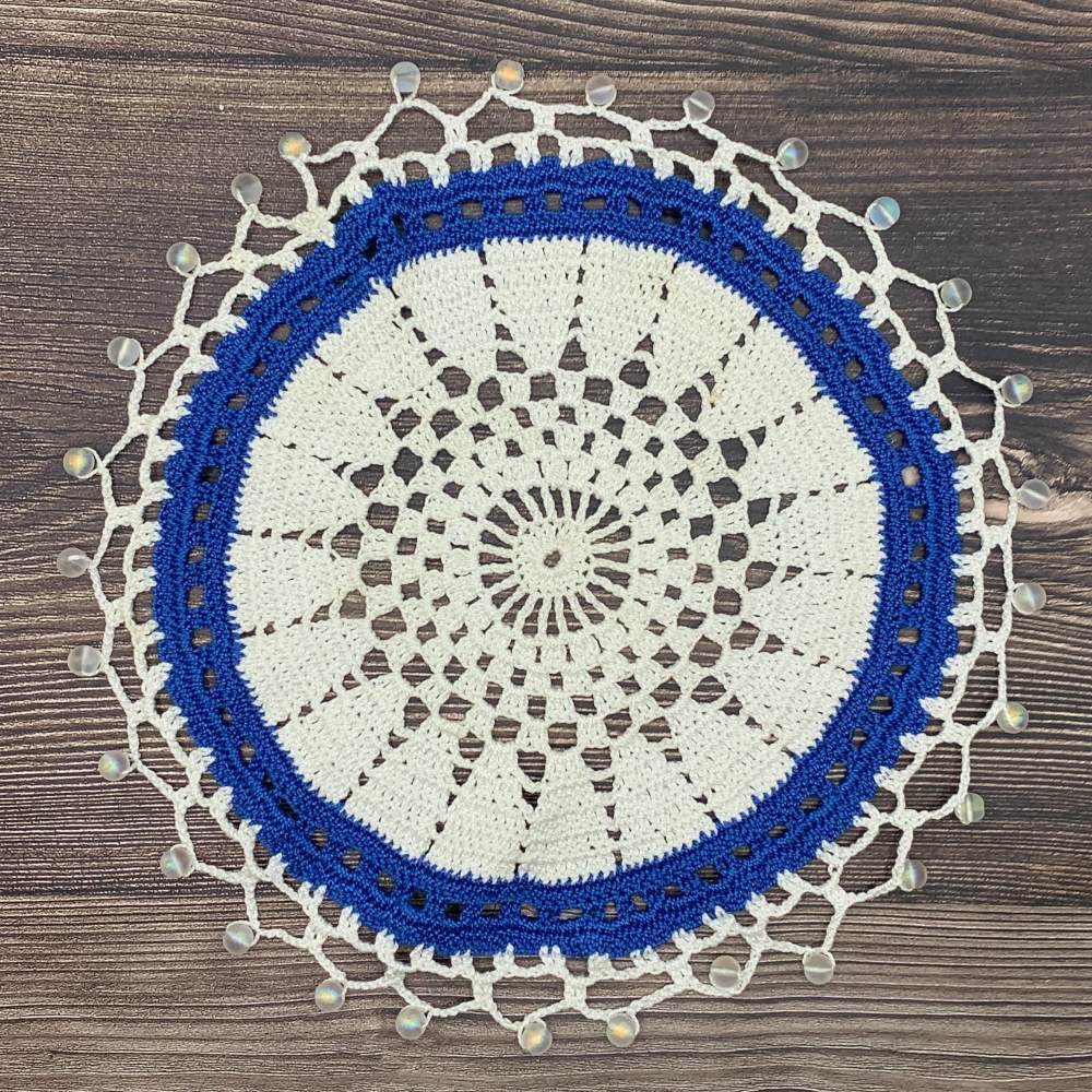 Cotton jug cover in blue and white