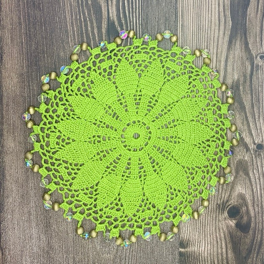 Green Leaf Cotton Crocheted Jug & Plate Cover