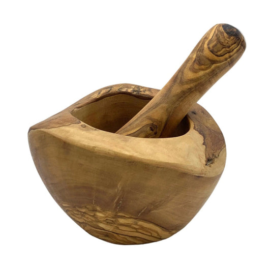 Olive Wood Irregular Edge Pestle & Mortar Set