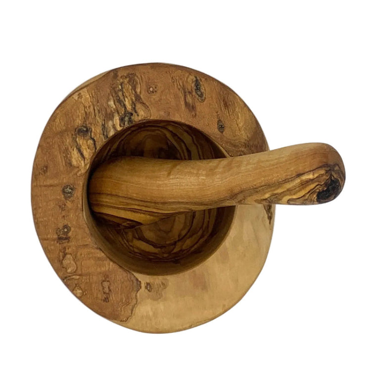 Olive Wood Irregular Edge Pestle & Mortar Set 