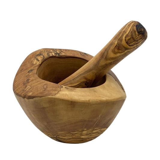 Olive Wood Irregular Edge Pestle & Mortar Set