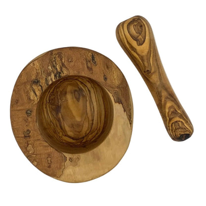 Olive Wood Irregular Edge Pestle & Mortar Set