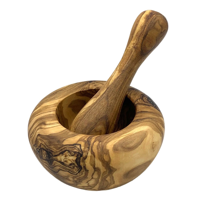 Olive Wood Smooth Pestle & Mortar Set