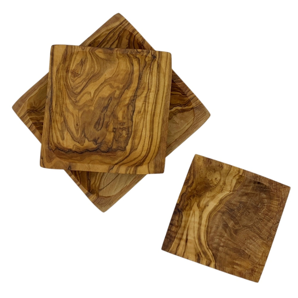 Olive Wood Set of 3 Square Bowls