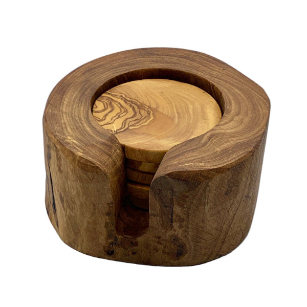Rustic Handmade Olive Wood Coasters