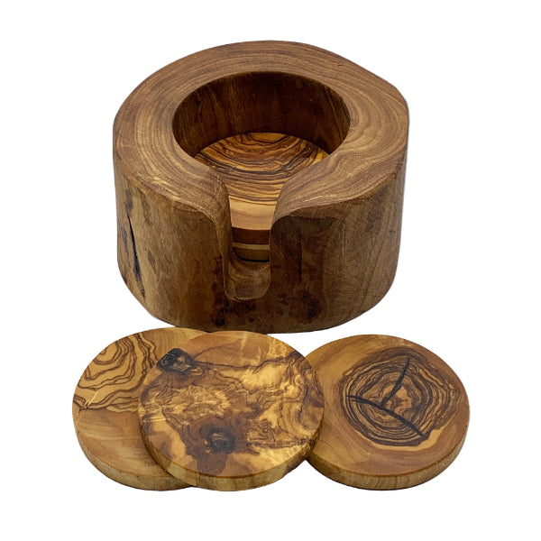 Rustic Handmade Olive Wood Coasters