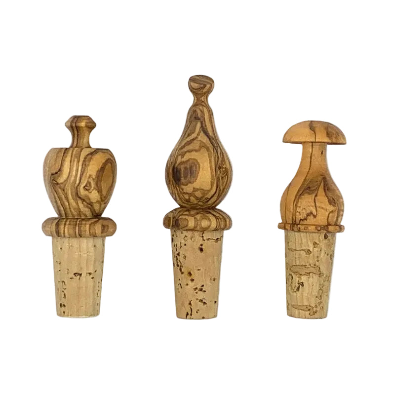 Olive wood cork bottle stopper