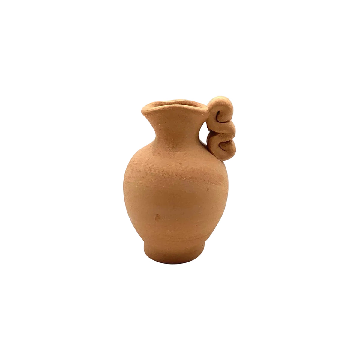 Mini Terracotta Amphora Single Stem Dried Flower Vase - Single Wave Handle