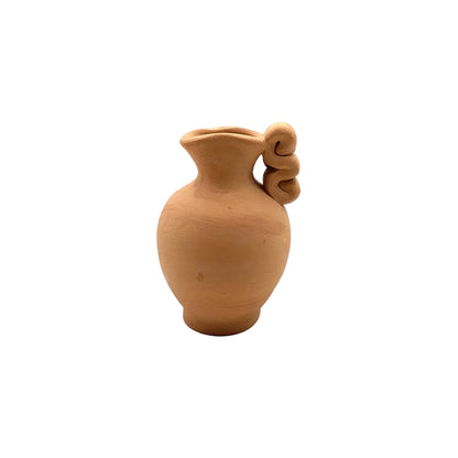 Mini Terracotta Amphora Single Stem Dried Flower Vase - Single Wave Handle