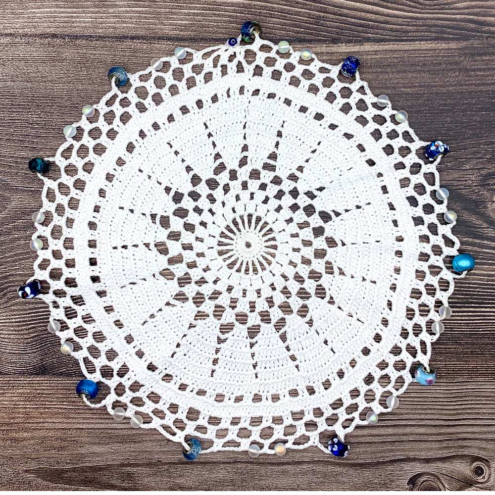 Spiral Crocheted White Cotton Jug & Plate Cover