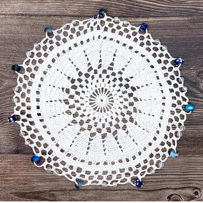 Spiral Crocheted White Cotton Jug & Plate Cover