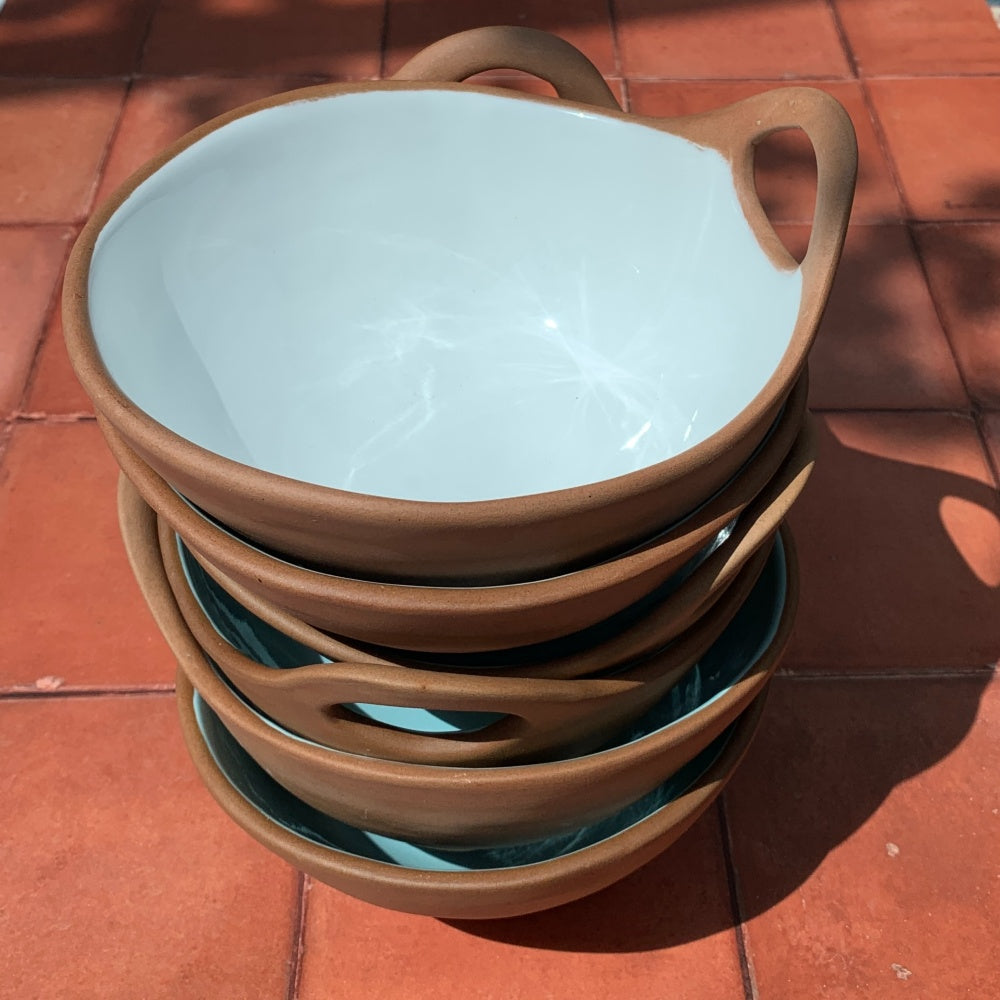 Stacked terracotta bowls 