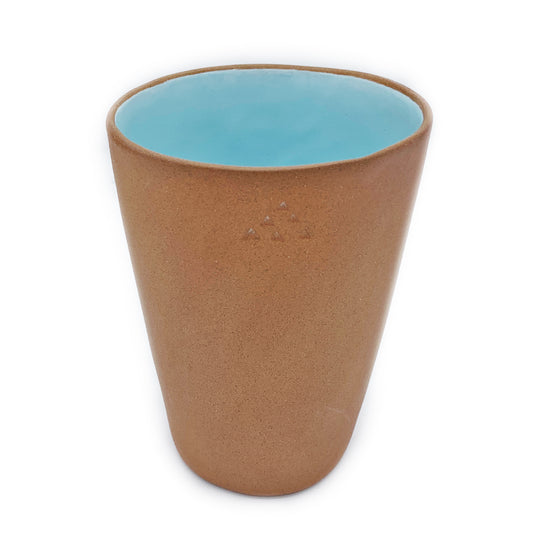 Terracotta & Blue Glaze Handmade Ceramic Tumbler